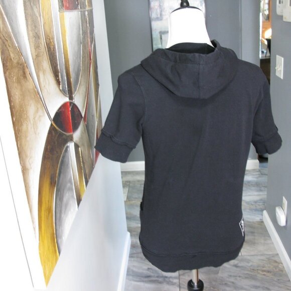 GUESS Black Short Sleeve Logo Hoodie Size Large - Picture 5 of 6